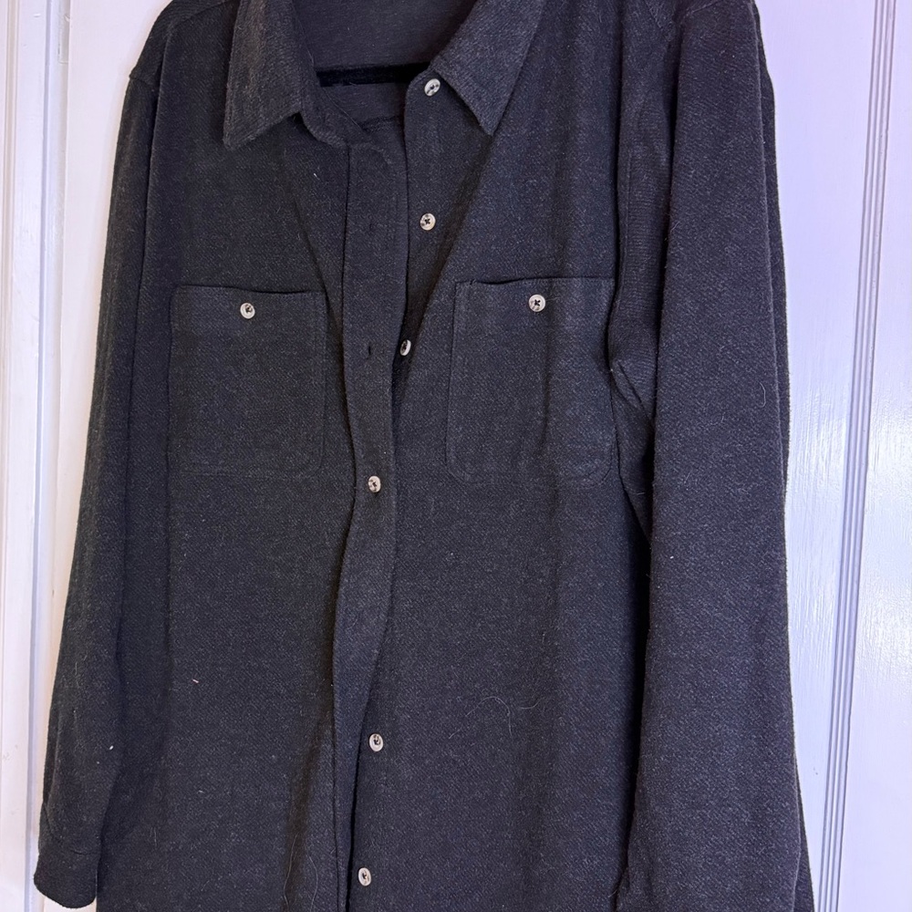 Gray Fleece Collard Button Up